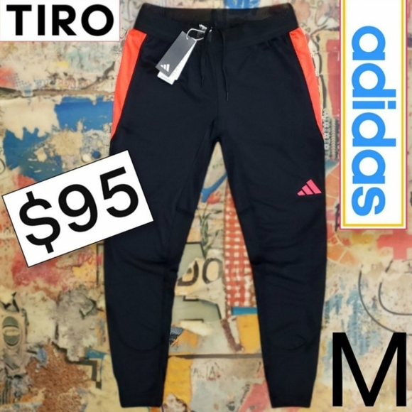Adidas Women's Tiro Soccer Pants Medium Size Black With Orange/Red Trim IJ7379 - Picture 1 of 6